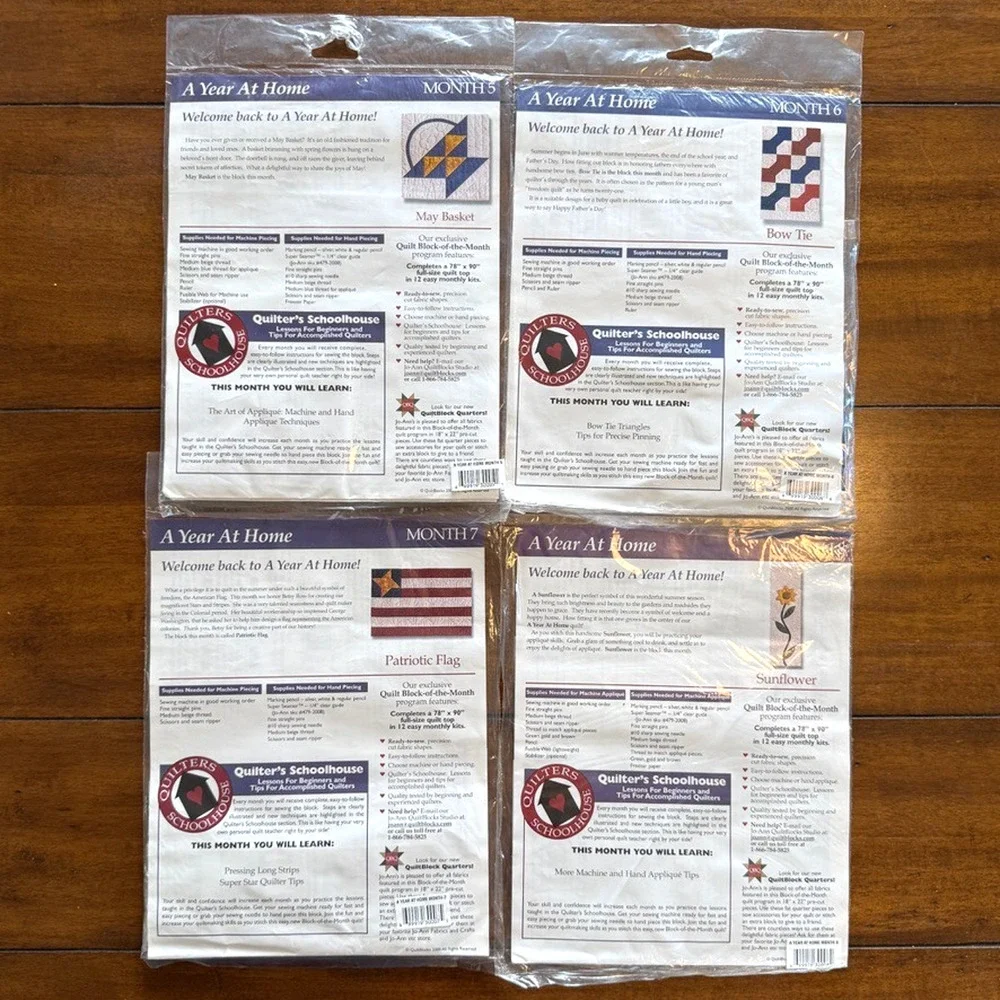 Joann Fabrics Quilt Kit A Year at Home Patterns + Fabric Block of the Month NOS